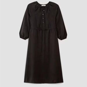 Everlane Black Buttoned Bishop Sleeve Sundress
